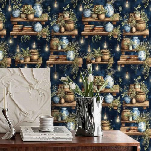 Bookshelf Peel and Stick Wallpaper, Dark Academia Library Wallpaper - Image 7