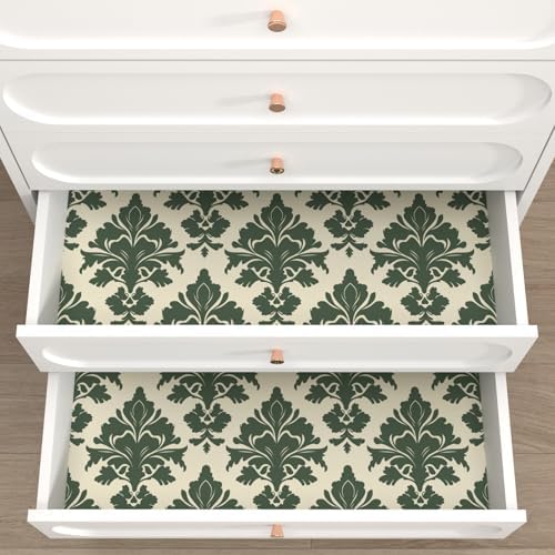 Laatse Vintage Green Floral Botanical Symmetrical Wallpaper 17.5" x 118" - Image 3
