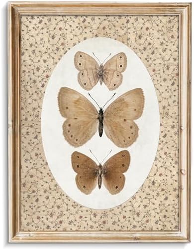 uniro Vintage Butterfly Canvas Wall Art, Bedroom Bathroom Shelf Retro Butterfly by uniro