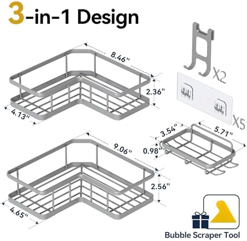 YASONIC Corner Shower Caddy Adhesive, 100% Rustproof Shower Organizer - Image 2