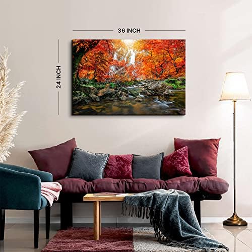 Waterfall Wall Art Sunset Nature River Landscape Picture Bedroom Decor 24x36" - Image 4