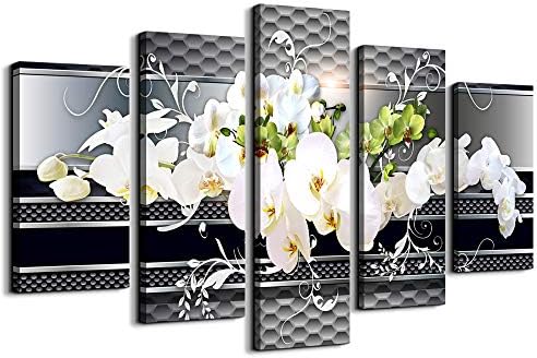 5 Piece Wall decor Canvas art for living room Picture Butterfly Orchid Flowers by MHARTK66