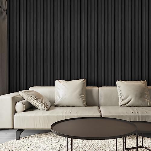 Art3d 96 x 6 Inch WPC Wood Diffuser Slat Wall Panel, Matte Black - Image 3