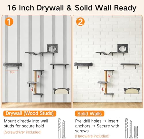 5-in-1 Cat Wall Shelves for Indoor Cats, Wall Mounted Cat Furniture Set - Image 6