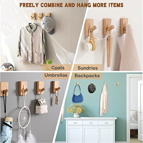 QUELLANCE Wood Coat Hooks Wall Mounted - Image 3