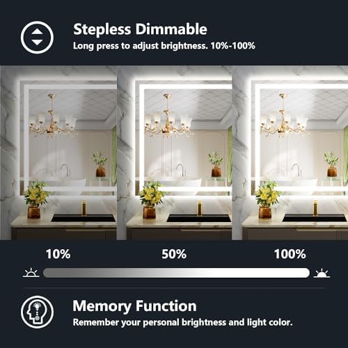 40x36 LED Bathroom Mirror with Lights, Lighted Vanity Mirror - Image 3