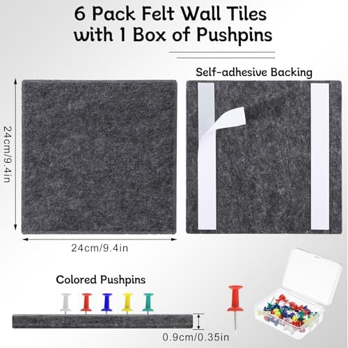 Cork Board Alternative 28" x 19", 6 Pack Felt Bulletin Boards, Pin Board - Image 2