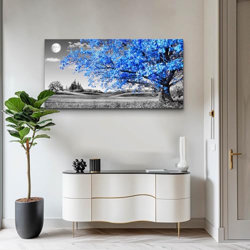 wall art for living room Simple Life Blue moon tree landscape Abstract painting - Image 2