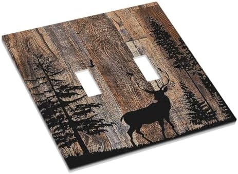 Decorative Switch Plates Rustic Forest Antler Elk Deer Silhouettes Animals Wood - Image 3