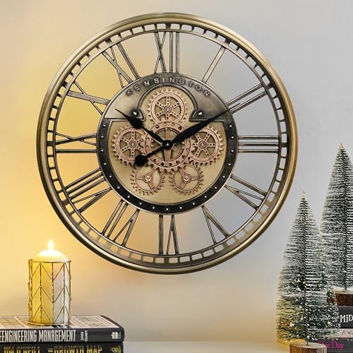 CLXEAST 28" Moving Gear Wall Clock by CLXEAST