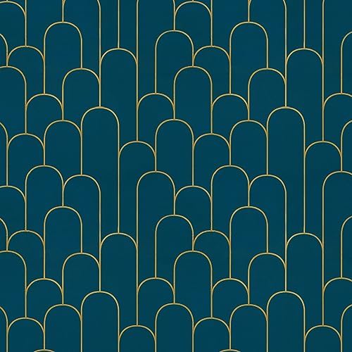 Yasinet Peel and Stick Wallpaper Stripe Removable Blue Contact Paper Blue/Gold by Yasinet