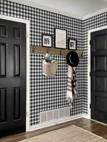 Checkered Wallpaper Black and White Wallpaper 17.3" × 78.7" Peel and Stick - Image 5