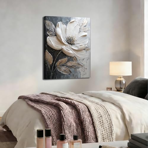 ZERILYN Ship Next Day Neutral Floral Wall Art Canvas Prints White Flower Canvas - Image 5