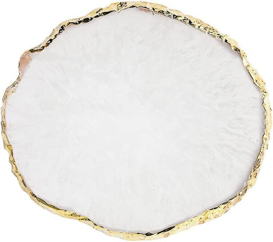 Resin Nail Art Palette, Nail Painting Mixed Color Palette, Gilded Edge Nail Gel Color Makeup Display Board Pallet (White)