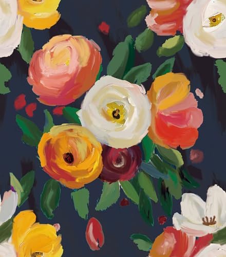 17.7" x 118" Boho Floral Peel and Stick Wallpaper Vintage Flower Contact Paper by Virefana