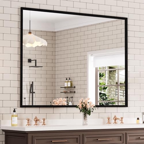 WEER Matte Black Bathroom Vanity Mirror 48X36 Inch by WEER