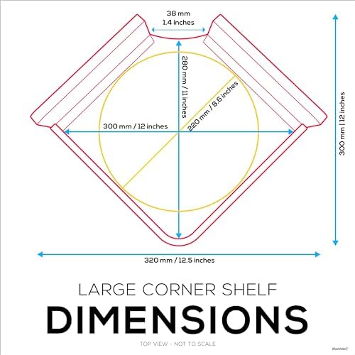 9" Small Corner Shelf Mount, Adhesive & Screw in, - Image 2
