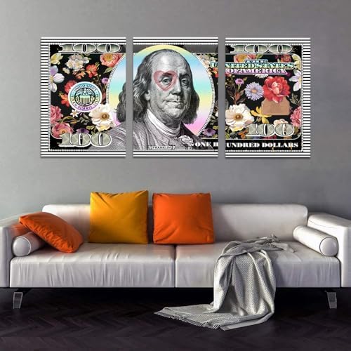 Money Pictures Wall Art 3 Panels Money Posters Prints Art Colorful one Hundred - Image 4