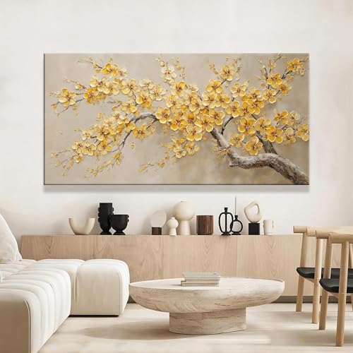Large Wall Art Decor 29"x58" Yellow Flower Tree Wall Art - Image 6