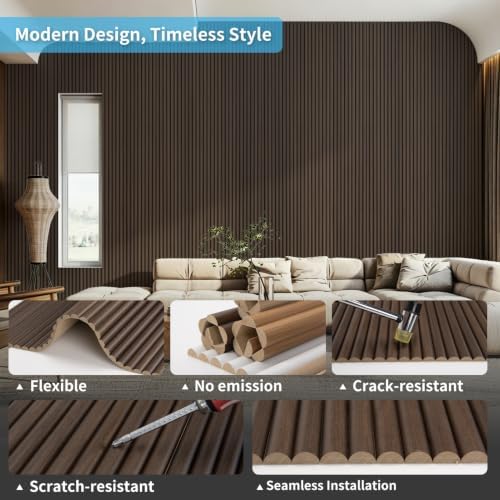 Art3d Roll-Flat Beaded Wood Slat Wall Panel, 94.5 x 23.6 in - Image 5