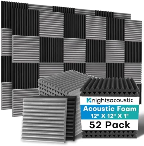 52 Pack Acoustic Foam Panels, High Density Acoustic Panels Sound Absorbing by Knightsacoustic