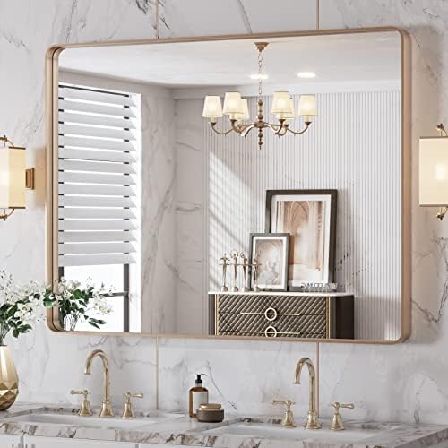 LOAAO 40"X30" Gold Bathroom Mirror by LOAAO