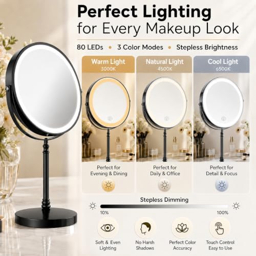 DEIOVWXS Makeup Mirror, Rechargeable Vanity Mirror - Image 3