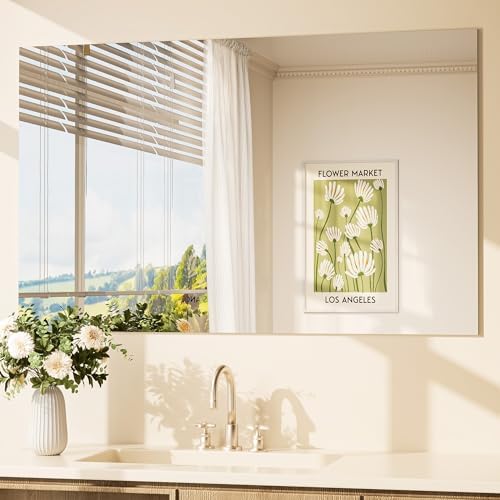TETOTE Frameless Mirror 48" x 30" Frameless Bathroom Vanity Mirror by TETOTE