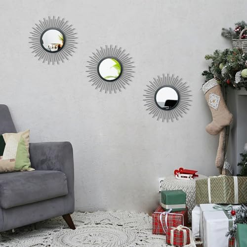 3 Set Sunburst Round Mirrors for Wall Decor Bedroom Bathroom - Image 2