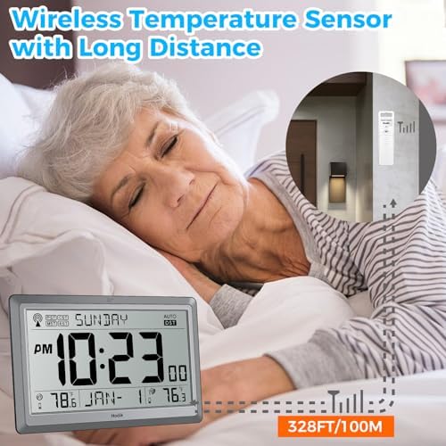 HODIK Atomic Wall Clock with Indoor Outdoor Temp, Digital Clocks - Image 6