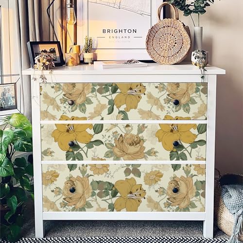 Hopepak Yellow Floral Peel and Stick Wallpaper Modern Flower Contact Paper - Image 4