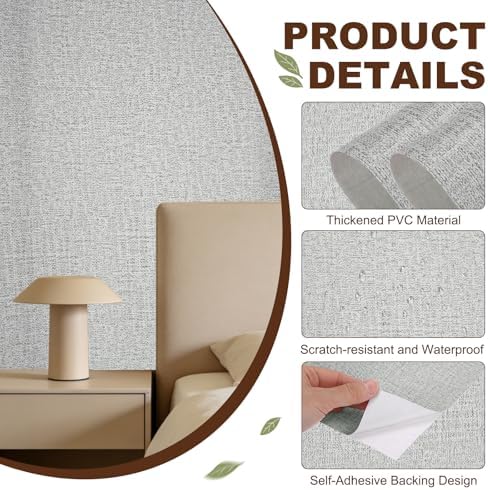 uxcell Grasscloth Linen Textured 60cmx5m/24x197 Thicker Peel Light Gray - Image 3