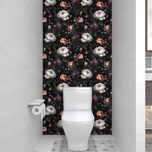Laatse Gothic Dark Purple Rose Floral Wallpaper Peel and Stick 17.5"x787" - Image 6