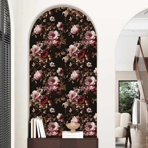 Laatse Dark Floral Brown Wallpaper Peel and Stick17.5 × 393" - Image 5
