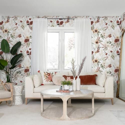 Dimoon 17.3''x393'' Floral Peel and Stick Wallpaper Vintage Beige Antique - Image 6