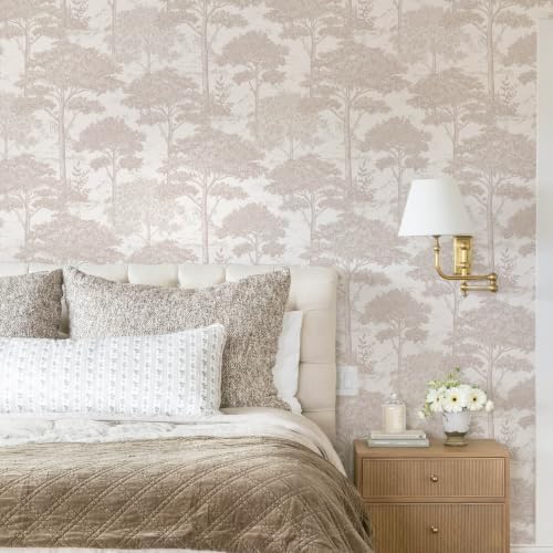 Ismoon Beige Peel Stick Wallpaper Forest Mural Toile Stick on Wallpaper - Image 2