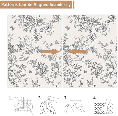 Froluya Black and White Floral Wallpaper Peel and Stick 17.7in×393.7in - Image 4