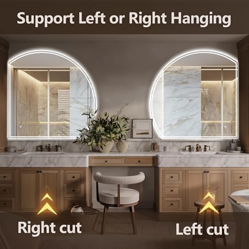 Niccy Half Moon LED Bathroom Mirrors, Irregular Backlit Vanity Mirror - Image 2