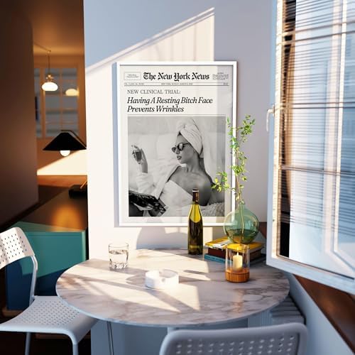 Funky Girl Preppy Aesthetic Posters Black And White Newspaper Wall Art 20x30in - Image 3