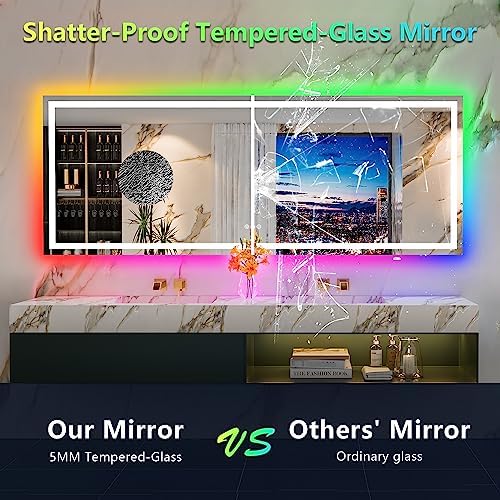 96x36 LED Bathroom Mirror with Lights, RGB Backlit Lighted Mirror - Image 6
