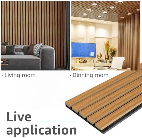Art3d 6-Pack Soundproof Wood Slat Wall Panel, 94.5 x 7.9 Inch, Warm Teak - Image 3