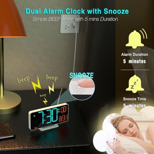 KOSUMOSU Desk Clock, 6.7in Small Digital Clock - Image 6