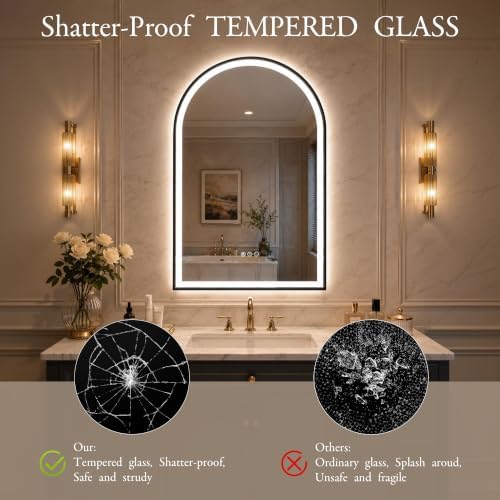 Saliwa Arched Mirror, Light Up Vanity Mirror 36"x24" - Image 6