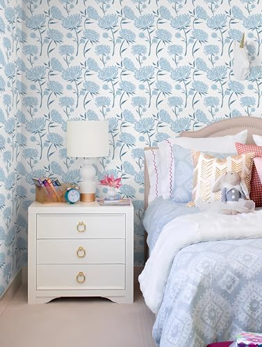 Hopepak Peel and Stick Wallpaper Floral Contact Paper Blue Floral Wallpapers - Image 6
