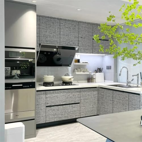 Gray Grasscloth Peel and Stick Wallpaper Textured 15.7in x 118.1in - Image 4