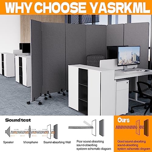 66in 3 Panel+3 Panel Soundproof Room Divider, Acoustic Office Divider - Image 2