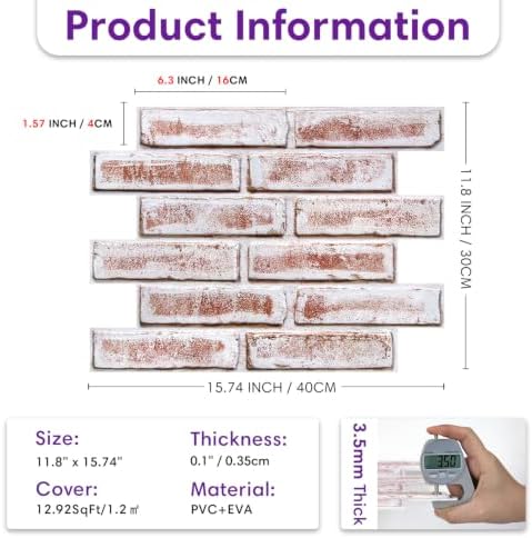 3D Faux Brick Wall Panels Peel and Stick, Designed - Image 6