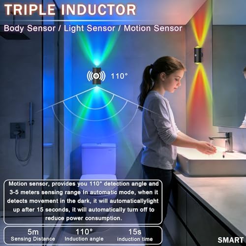 Rechargeable Motion Sensor Night Light, Magnetic RGB Wall Sconces 2 Pack - Image 2