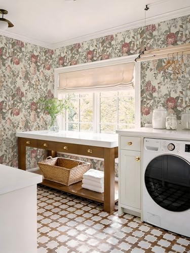 Ismoon Floral Wallpaper Peel and Stick Vintage Beige Contact Paper - Image 5