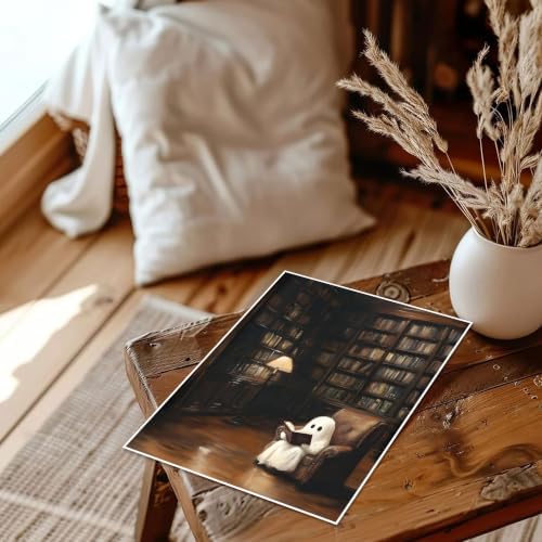 HTTART Vintage Ghost Halloween Poster Set of 6, Dark Academia Cute Ghost Wall - Image 6